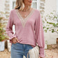 Pretty Purples Eyelet V-Neck Smocked Flounce Sleeve Blouse