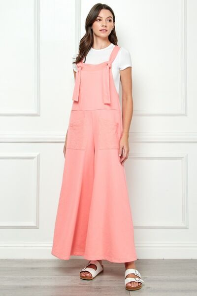 Veveret Wide Strap French Terry Overalls *