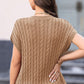 Cable-Knit Round Neck Cap Sleeve Sweater