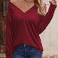Full Size V-Neck Long Sleeve Top