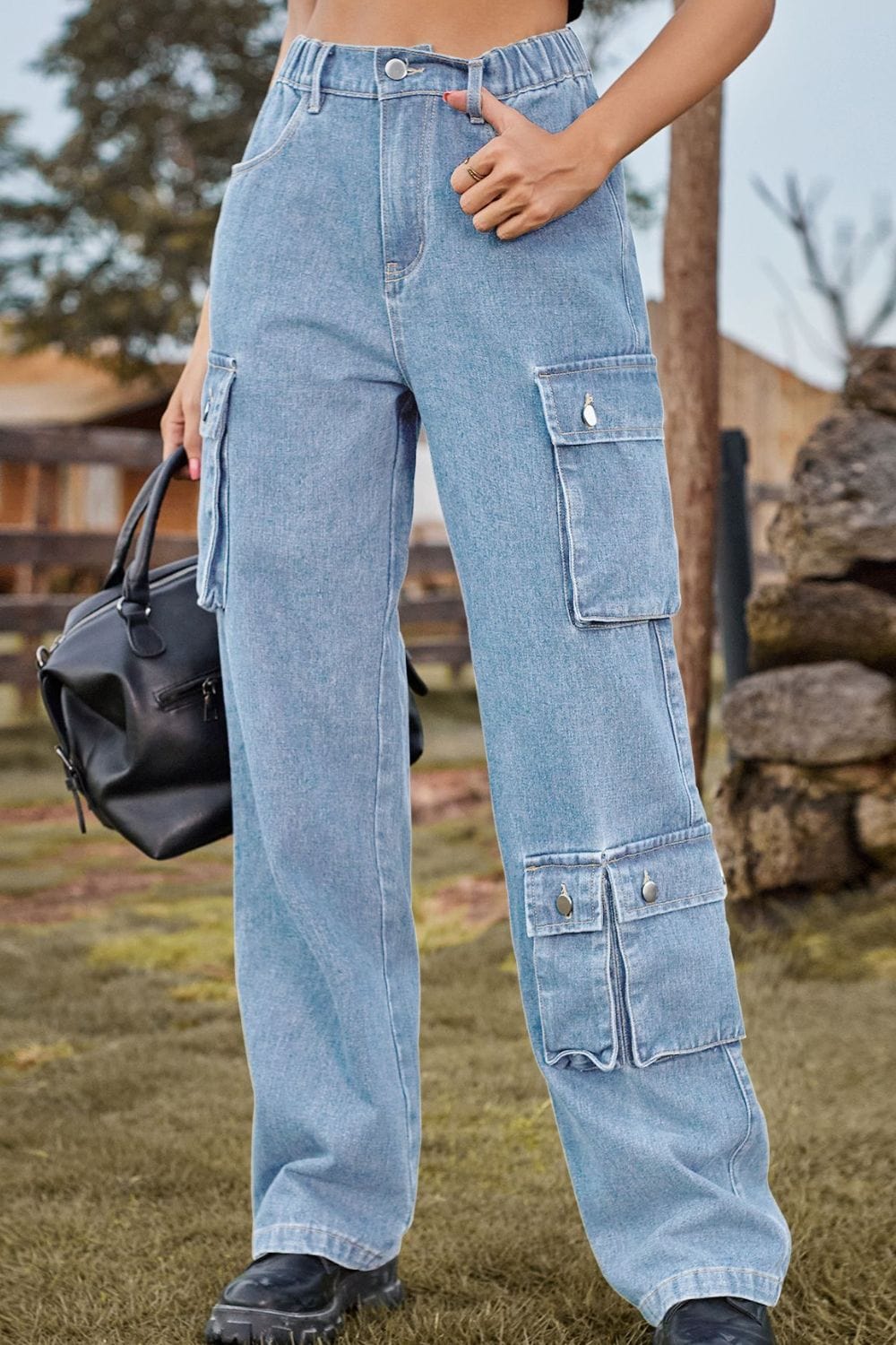 Mcklynn Loose Fit Long Jeans with Pockets