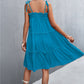 Women's Tie-Shoulder Frill Trim Sleeveless Dress