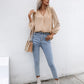 Swiss Dot Frill Trim Puff Sleeve Blouse