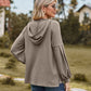 Full Size Dropped Shoulder Button-Down Hoodie