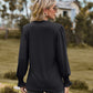 Full Size Notched Neck Flounce Sleeve Blouse