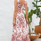 Printed V-Neck Wide Strap Dress