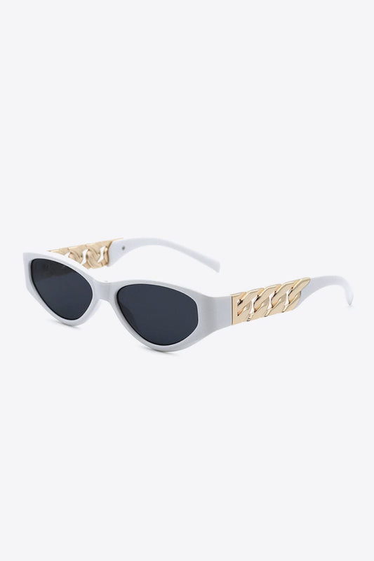 LA RETROVIN Chain Detail Temple Cat Eye Sunglasses