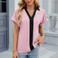 Eyelet Johnny Collar Short Sleeve T-Shirt