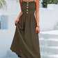 Decorative Button Spaghetti Strap Midi Dress