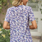 Floral V-Neck Short Sleeve T-Shirt
