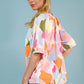 Women's Printed Notched Neck Half Sleeve Blouse