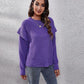 Ruffled Round Neck Dropped Shoulder Sweater