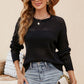 Beauteous Round Neck Openwork Dropped Shoulder Knit Top