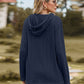 Full Size Cable-Knit Hooded Blouse