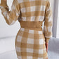 Plaid Round Neck Top and Skirt Sweater Set
