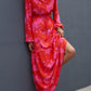 Floral Drawstring Waist Long Sleeve Dress