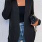 Open Front Rib-Knit Cardigan with Pockets
