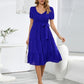 Smocked Tie Front Short Sleeve Tiered Dress