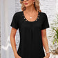 Decorative Button Scoop Neck T-Shirt