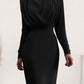 Ruched Turtleneck Long Sleeve Dress