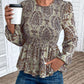 Smocked Printed Balloon Sleeve Blouse