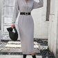 Decorative Button Notched Dropped Shoulder Sweater Dress