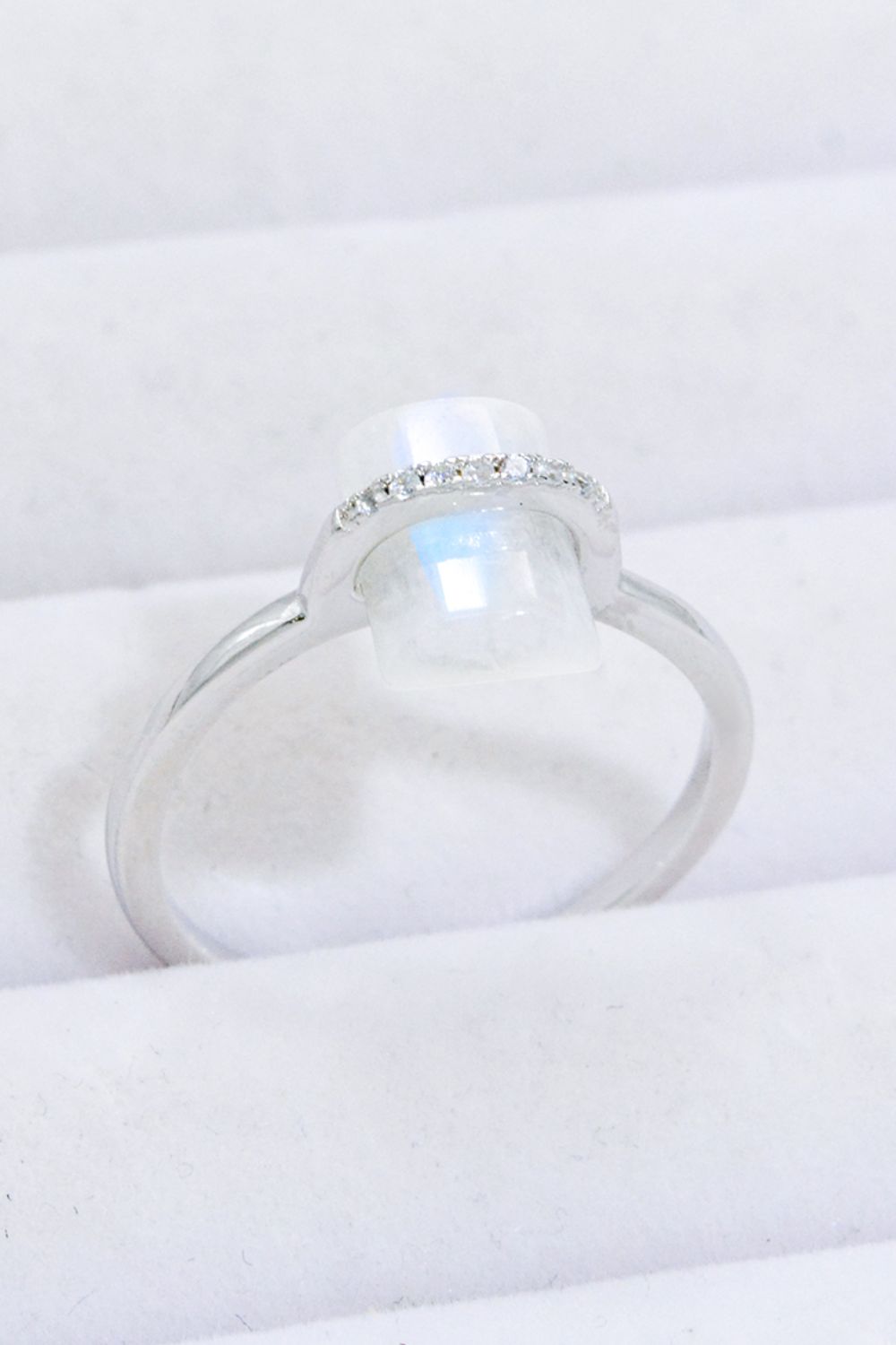 Women's Natural Moonstone Platinum-Plated Ring