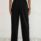 Exquisite Black Buttoned Tie-Waist Cropped Pants