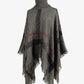 Plaid Turtleneck Raw Hem Poncho