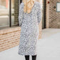 Cloudy Blue Open Front Leopard Cardigan