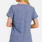 Zenana Notched Short Sleeve Waffle T-Shirt - Brand Zenana