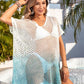 Openwork Slit Gradient Scoop Neck Cover Up