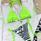 CY APPLE Zebra Print Halter Neck Bikini Set