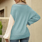 Color Block Round Neck Dropped Shoulder Sweater