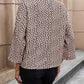 Printed V-Neck Roll-Tab Sleeve Blouse
