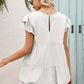 Women's Round Neck Flutter Sleeve Tiered Blouse