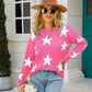 Star Round Neck Dropped Shoulder Sweater