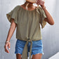 Women's Flutter Sleeve Tie-Front Blouse