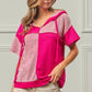 BiBi Color Block Exposed Seam Short Sleeve Hooded Top - Brand BiBi
