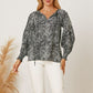Women's Salena Printed Tie Neck Lantern Sleeve Blouse