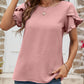 Malibu Dreams Textured Petal Sleeve Round Neck Tee