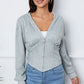Heather Gray Ruched Half Zip Hooded Jacket