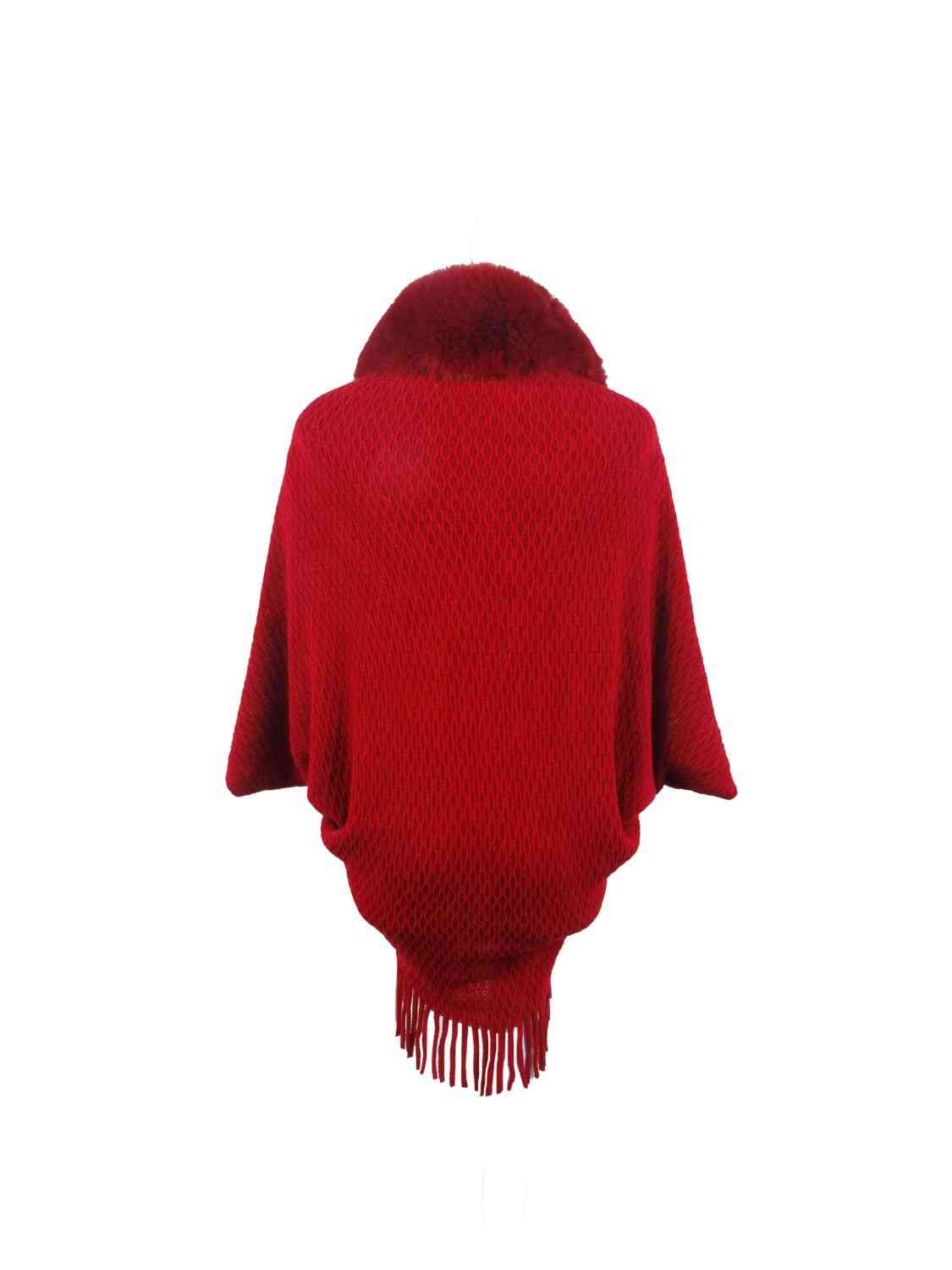 Woman Defined One Size Open Front Fringe Hem Poncho