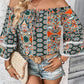 Printed Frill Trim Off-Shoulder Blouse