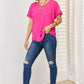 Zenana V-Neck Rolled Short Sleeve T-Shirt - Brand Zenana