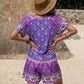Tied Printed Short Sleeve Romper