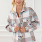 Beyond Basic Dust Storm Brown Pocketed Plaid Collared Neck Jacket