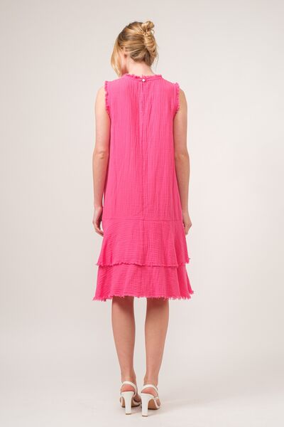 And The Why Washed Fringe Detail Tiered Dress *