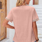Eyelet V-Neck Short Sleeve T-Shirt