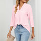 Full Size Eyelet Three-Quarter Sleeve Blouse